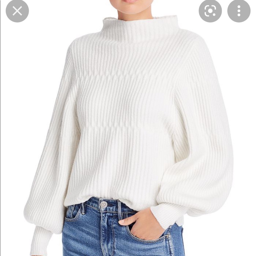 French Connection – Sophia Colorblock Balloon Sleeve Sweater white
